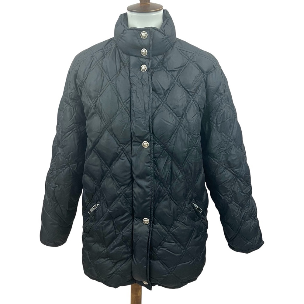 Vintage Y2K Versace Sport Black Goose Down Quilted Puffer Parka Insulated Coat
